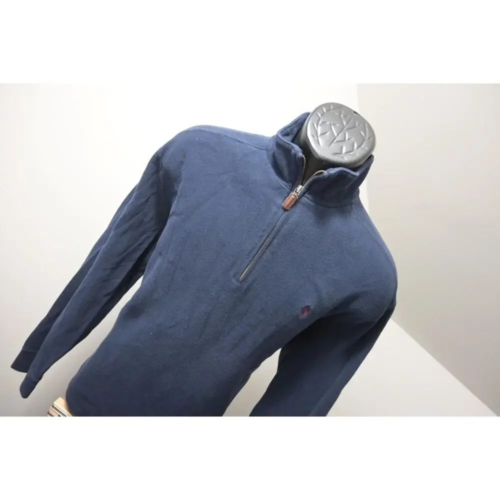 Polo Ralph Lauren 1/4 Zip Sweater Dark Blue Long Sleeve Pullover Mens Size Large